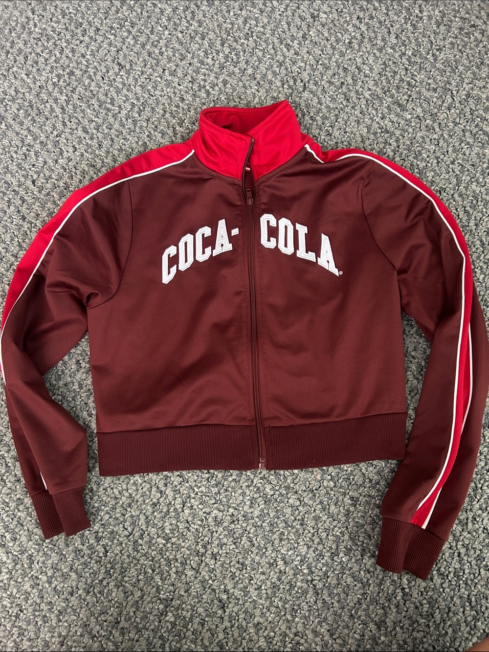 Coca-Cola Maroon and Red Track Zip-Up Sweatshirt